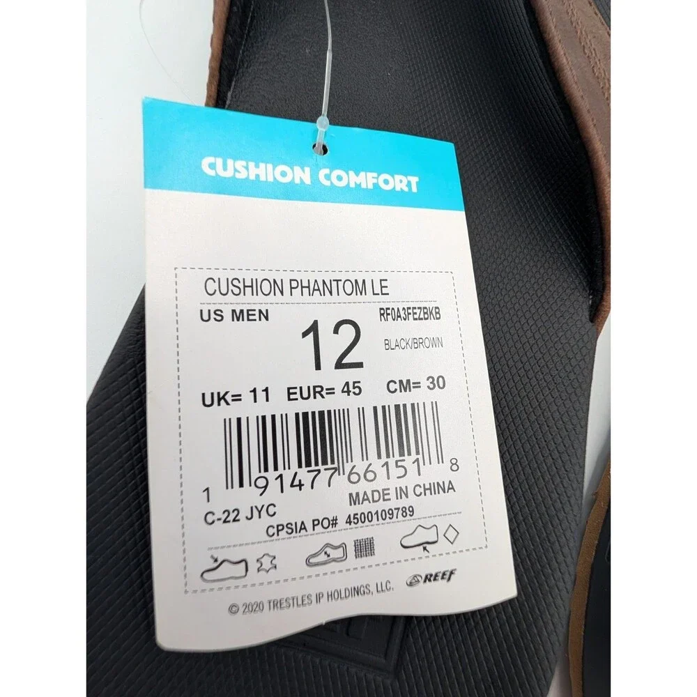 Reef Cushion Phantom 2.0 Le Men's Flip-flop Sandals Black/coffee - 12 Medium